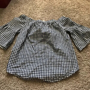 Charming Charlie Blue White Gingham Top